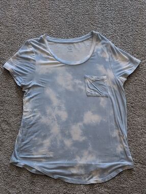 Market & Spruce Stitch Fix Blue And White Tie Dye Short Sleeve Top Size Large